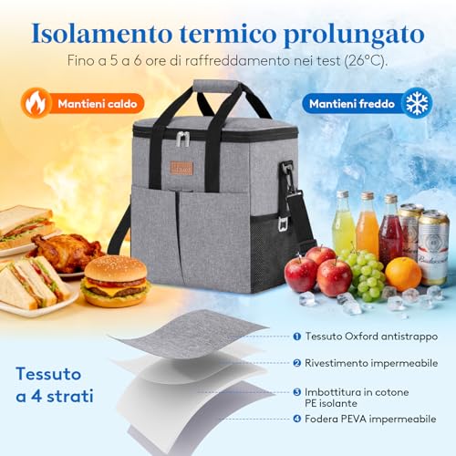 Lifewit Cooler Bag, Portable Cooler Bag with 2/3 Front Pockets, Foldable Cooler Bag for Camping, Travel, Shopping, Picnic