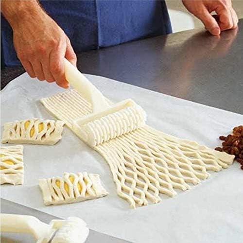 YIYEZI Roller Cutter Plastic Pastry Baking Tool Pie Pizza Cookie Cutter Lattice Roller Cutter Craft kitchen accessories (White)