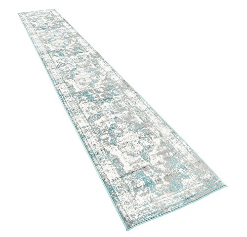 Unique Loom Sofia Collection Turquoise 2 x 13 Runner Area Rug (2' x 13')