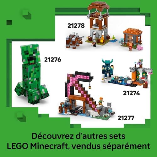 Minecraft 2-en-1 La Tour de l’Enderman - Jouet Modulaire sous Forme de 2 Forteresses - Figurines Mob d'Enderman & Portail du Nether - Cadeau pour Gamer, Garçon ou Fille dès 9 Ans 21279