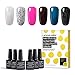Lagunamoon UV LED Gel Nail Polish Soak Off Glitter Gel Polish Nail Varnish Manicure Set 6 Colours