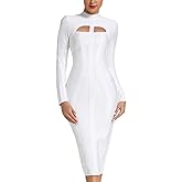 Whoinshop Women's Cut Out Long Sleeve Party Bandage Dress Clubwear Midi