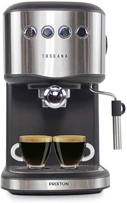 Cafetera Automática Toscana para café Expresso y Adaptador para Cápsulas, Bomba Italiana 850W y 20 Bares de Presión, Vaporizador