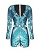 HaoDuoYi Women Mardi Gras's Sparkly Sequin V Neck Party Clubwear Romper Jumpsuit