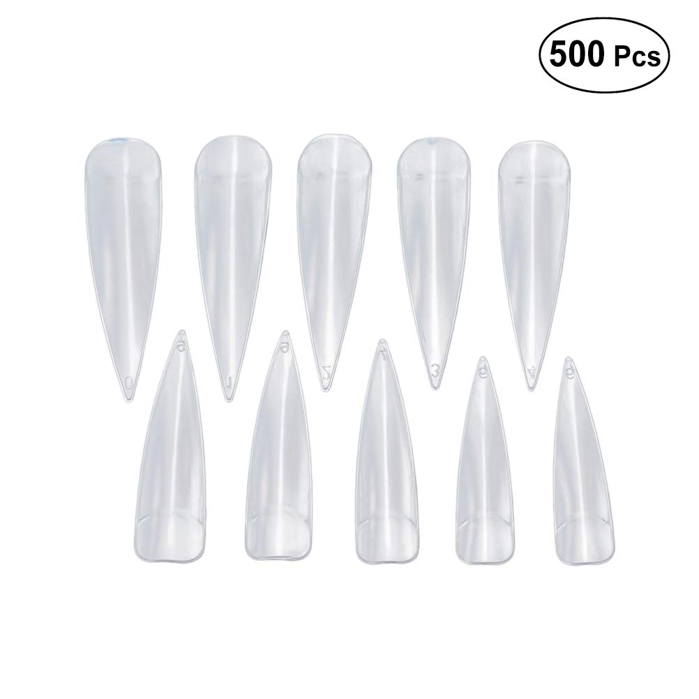 Beaupretty 500PCS Nail Tips Long Clear Half Cover False Nail Salon Art Nail Tips