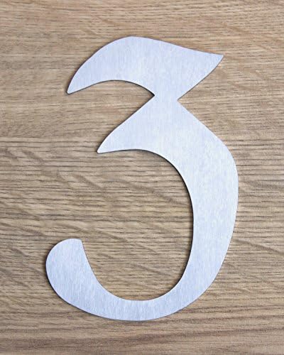 COBBLER House number 3, brushed stainless steel, type 2, 7 inch