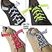FOOTMATTERS No Tie Shoe Laces for Kids and Adults - Elastic Curly Shoelaces for Sneakers - Black - 2 Pairs
