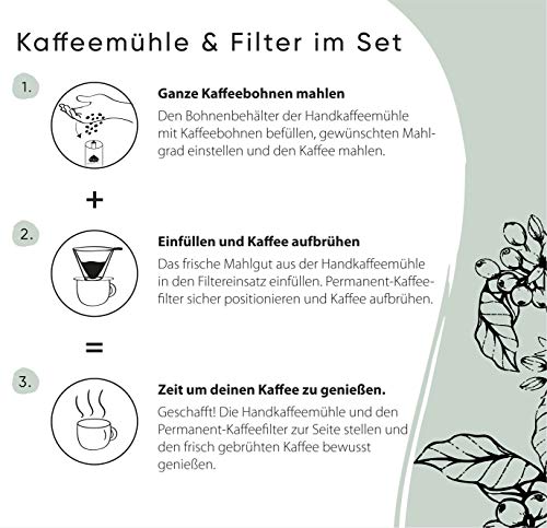ABNOBACOFFEE Kaffee-Set manuelle Handkaffeemühle mit Permanentfilter aus Edelstahl – Bild 7