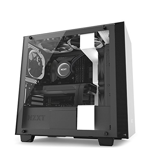 NZXT H400i Micro-ATX Computer Case with digital fan control and RGB lighting, White/Black (CA-H400W-WB)