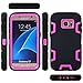 Galaxy S7 Case, E LV Samsung Galaxy S7 - Hybrid Defender Rugged Shockproof Dirtproof Case Cover for Samsung Galaxy S7 - [BLACK / HOT PINK]