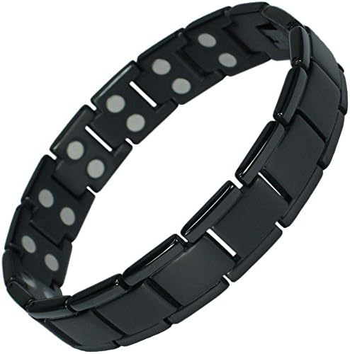 IonTopia Python Jet-Black Titanium Magnetic Bracelet Extra Long with Free Links Removal Tool