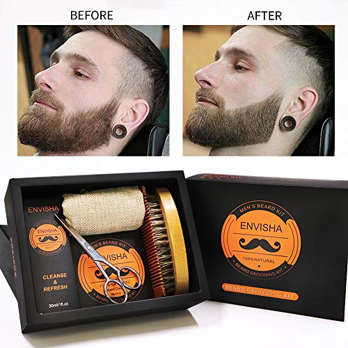 KOKOBI Beard Grooming Kit, Gifts for Men- 7 in 1 Beard Trimmer and Growth Care Kit Includes- Beard Oil, Beard Balm, Beard Brush, Beard Comb, Mustache Scissors, Beard Apron, Storage Bag -Black Gift Box