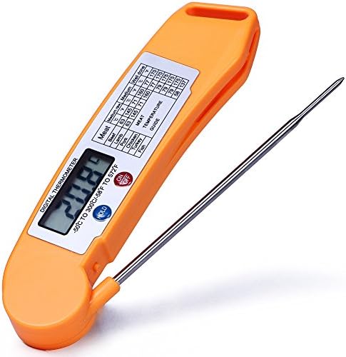 Digital Cooking Thermometer Grill, MANLEHOM Meat Thermometer Instant Read with Foldable Probe for Deep Fry Candy Liquid Orange