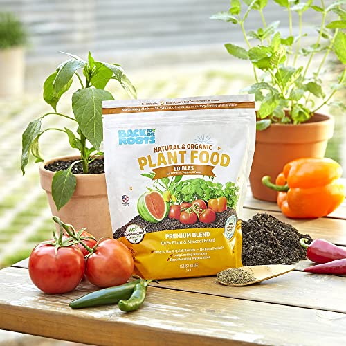 BACK TO THE ROOTS EDIBLES PLANT FOOD – ORGANIC, SUSTAINABLY-MADE GARDEN MADE WITH DOLOMITIC LIMESTONE, MYCORRHIZAE, AND KELP AND ALFALFA MEAL – 1.5 LB PREMIUM BLEND
