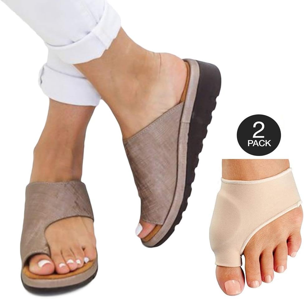 Aquarius CiCi Womens Fashion Flats Wedges Comfy Platform Sandal Shoes Summer Open Toe Ankle Casual Shoes Roman Slippers Toe Ring Slippers Flip Flops with Thumb Valgus Corrector