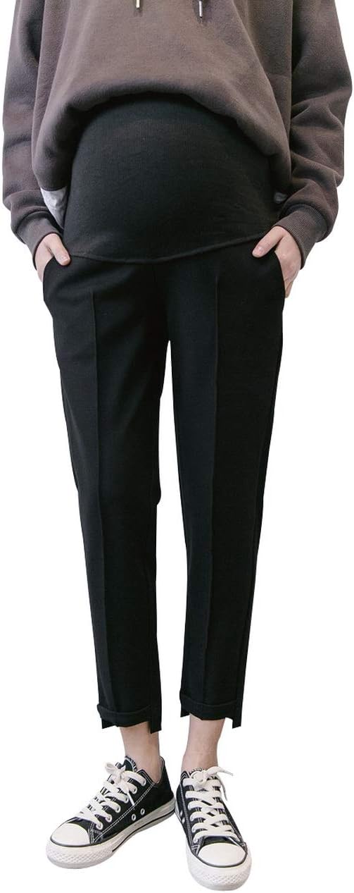 Foucome Maternity Dress Pants for Work High Waist Straight Leg Trousers Pregnancy Clothes for Women Office