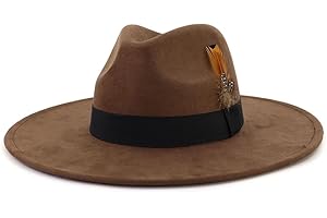 LIDHAY Big Wide Brim Fedora Hats for Women Men Western Suede Hat Panama Hat Outdoor Hats