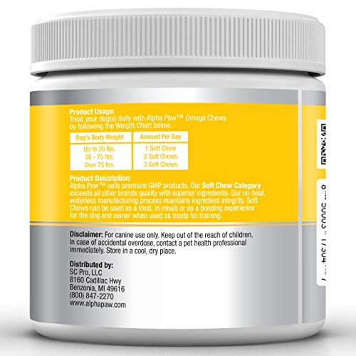 Alpha Paw Omega 3 6 9 for Dogs Dog Omega 3 Supplement with Salmon