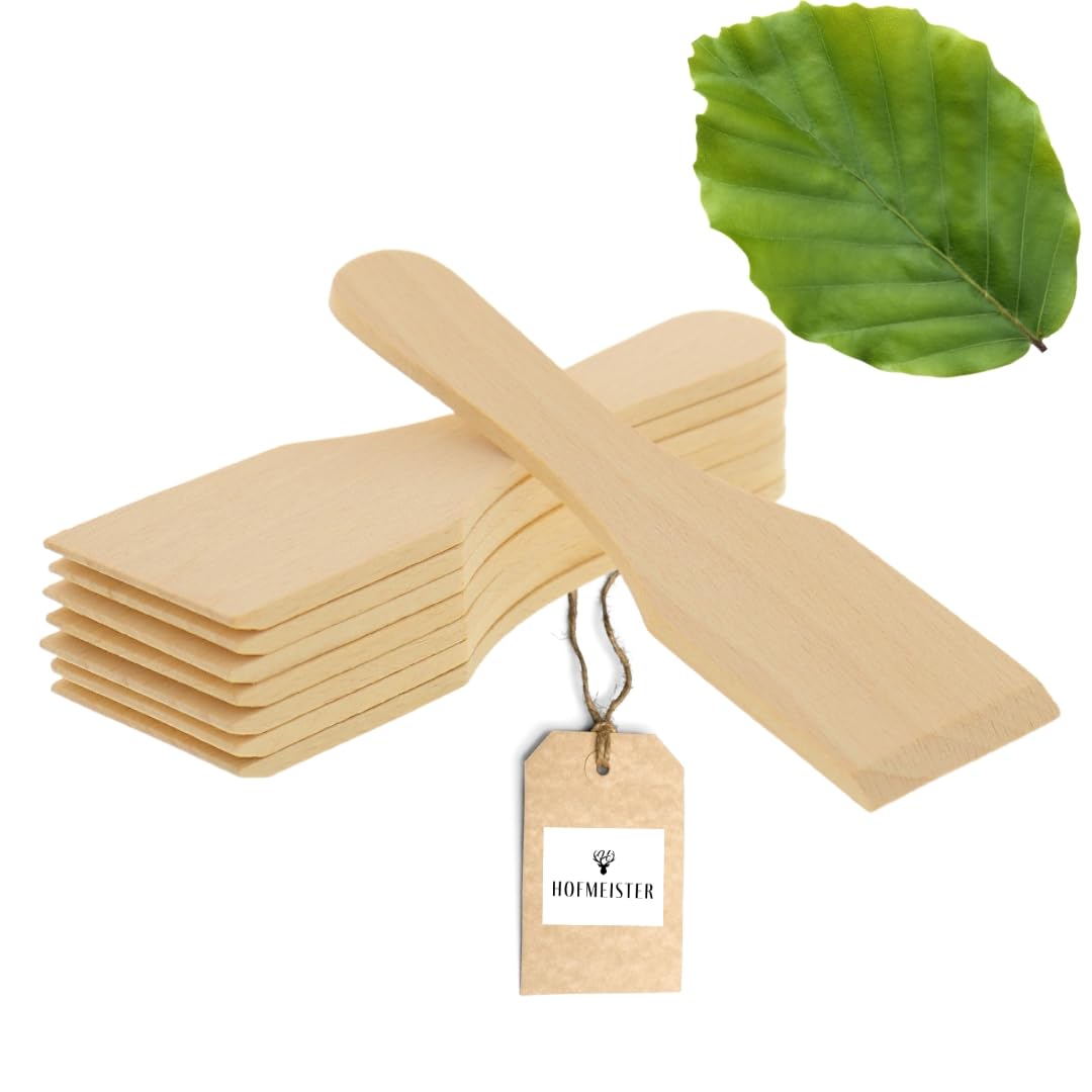 Hofmeister Holzwaren® Raclette Scrapers Made of Wood, Protects Coated Raclette Pans, Heat-Resistant from Europe, Sturdy Raclette Made from Local Beech (1X Set of 8 Scrapers, 13 Cm, 13 * 4 * 0.3Cm)