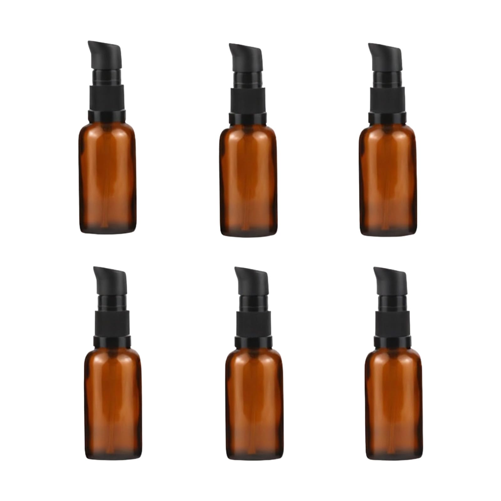 ericotry 3PCS Empty Amber Glass Pump Press Bottles Travel Size Liquid Containers Cosmetic Dispenser for Toiletries Cream Lotion Foundation (30ml/1oz)