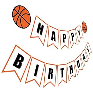 Silvima Basketball Birthday Banner | Basketball Theme Happy Bday Bunting Sign, Basketball Party Decoration
