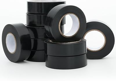 WINSOME Black Electrical Tape 10 Rolls 20m x 19mm Waterproof Heavy Duty