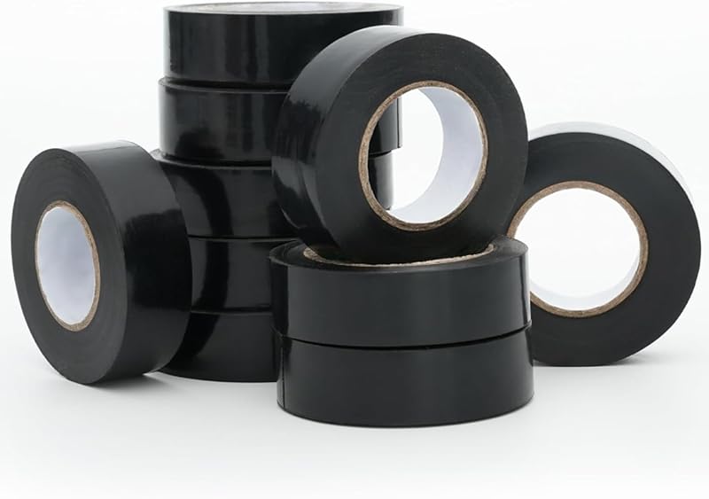 WINSOME Black Electrical Tape 10 Rolls 20m x 19mm Waterproof Heavy Duty
