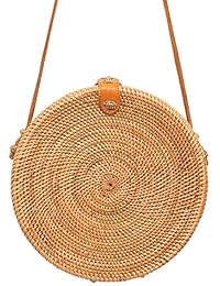 Rattan Bags for Women - Handmade Wicker Woven Purse Handbag Circle Boho Bag Bali