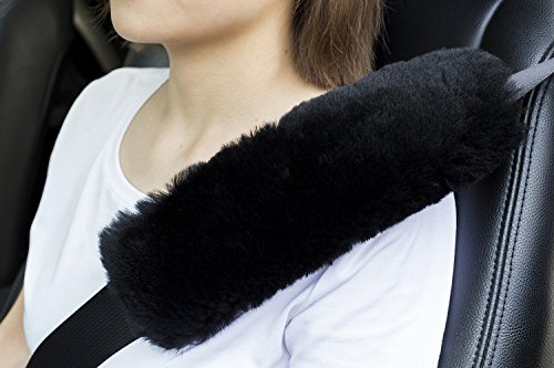 U&M Authentic Sheepskin Auto Seat Belt Cover Shoulder Seatbelt Pad for Adults Youth Kids Toddlers - Car, Truck, SUV, Airplane,Camera Backpack Straps - Genuine High Density Soft Australian Wool