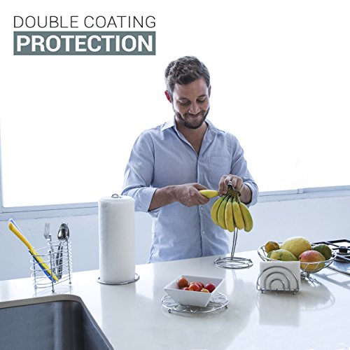 Kitchen Set 6pc | Fruit Basket, Banana Holder, Utensil Holder, Napkin Holder, Trivet & Paper Towel Dispenser - Double Coated Chrome Finish Collection for Countertop Table Decor | Heat Resistant Tool - Thumbnail 7