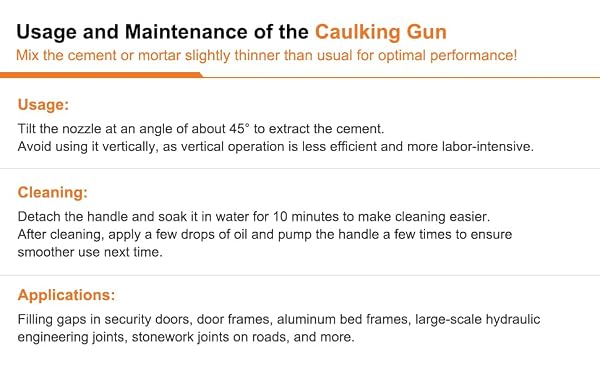 DUXINN STAINLESS STEEL CEMENT MORTAR GROUTING GUN, REUSABLE CAULK GUN GROUT GUN WITH 5 NOZZLES, CAULKING TOOLS PERFECT FOR GROUTING, SEALING, AND JOINT FILLING