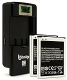 Two (2pk) Bastex Battery for SamSung Galaxy SIII S3+plus One (1) Bastex External Dock LCD Battery Charger