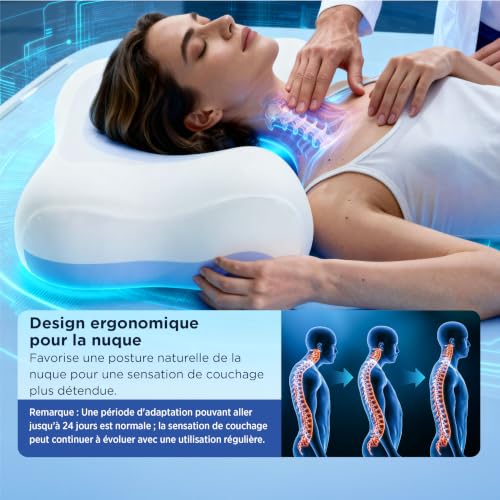 Bedsure Oreiller en Mousse à mémoire de Forme - en Forme de O - avec Housse de Coussin Respirante Q-Max 0,508 - Rebond Rapide - Cadeau pour Les Personnes Dormant sur Le côté et Le Dos - 66 x 38 cm