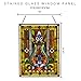 River of Goods Fleur De Lis 24.5 Inch High Stained Glass Window Panel, Brown, Yellow, Green, Blue