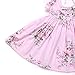 Flofallzique Cotton Vintage Floral Toddler Girls Dress Pink Backless Birthday Party Christmas Dress