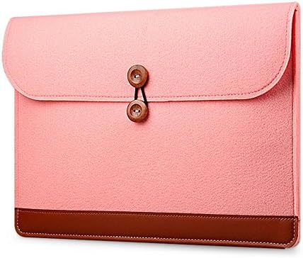 YANX wool felt 11.6 / 12 / 15.4 inch ultra-thin portable laptop bag double buckle small side bag , pink , 12 inch