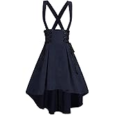 DRESSFO Women’s Gothic Lace Up Suspender Skirt – Crisscross Strap A-Line Midi Skirt with Zipper