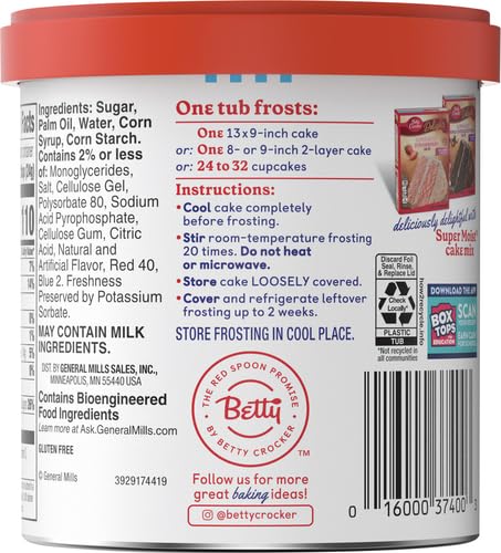 BETTY CROCKER WHIPPED STRAWBERRY MIST FROSTING, GLUTEN FREE, 12 OZ