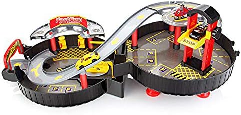 LING NIAN Tyre Shaped Super Parking Garage, 3 Metal Cars, Boy And Girl Car Multi-Track Cars [Energy Class A]
