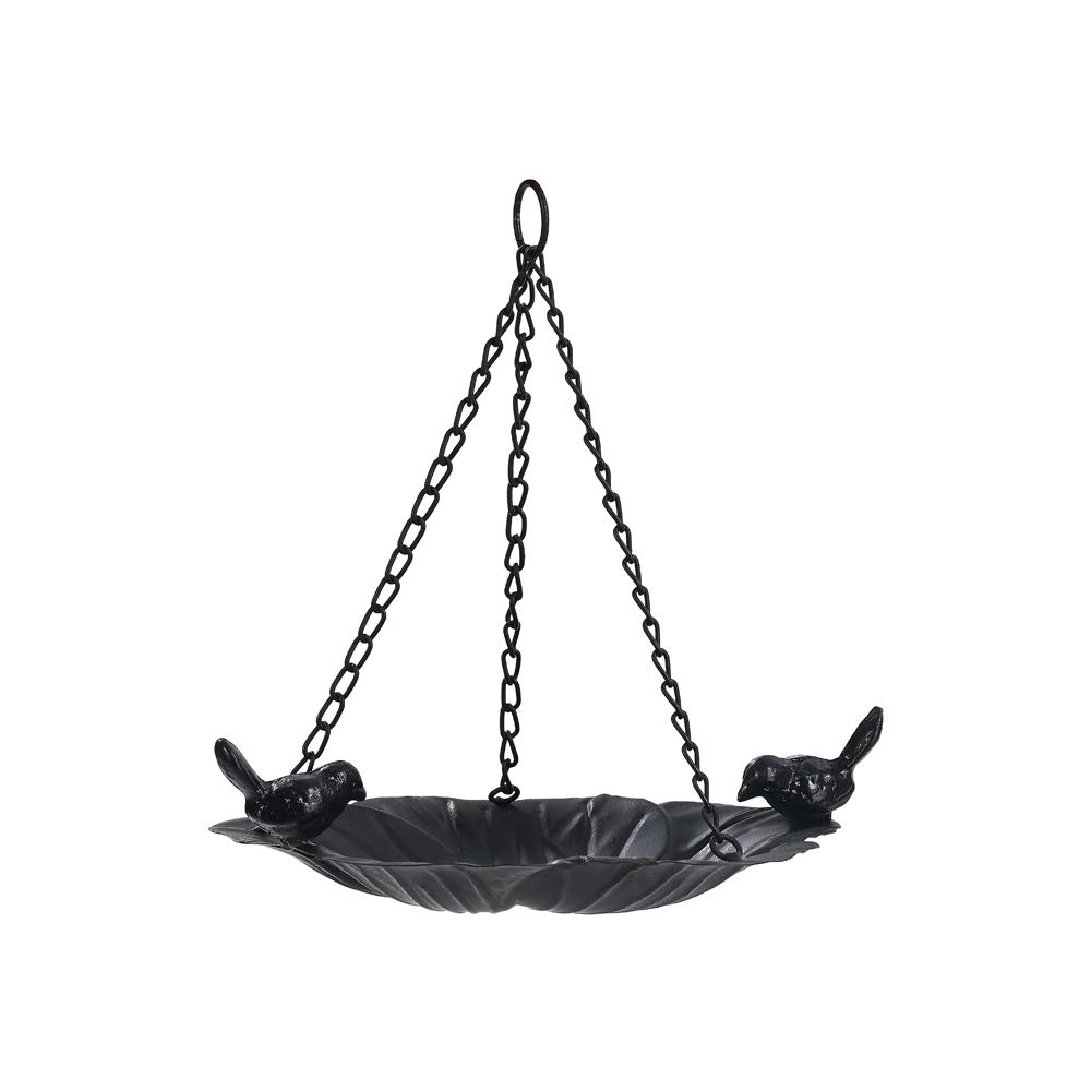 Brogan Metal Hanging Bird Feeder Tray, Platform Wild Bird Mealworms, Seed Bird Feeder Tray or Bird Bath, Outdoor Garden Backyard Decorative Ornaments for Attracting Birds (Black)
