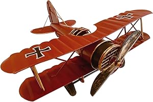 IUUWTMV Large Retro Iron Aircraft Vintage Airplane Model Metal Biplane (Red)