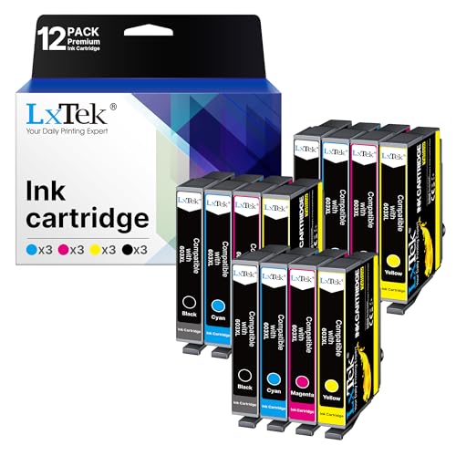LxTek 603 XL Compatibile Cartucce d'inchiostro per Epson 603 603XL per Expression Home XP-2100 XP-2150 XP-4155 XP-4105 XP-3150 XP-2155 XP 3100 XP 4100 XP 4150 Workforce WF-2850 WF-2835 (12 Pack)
