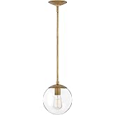 Hinkley Warby 3747HB Small Globe Pendant Light, Customize Stem Length, for Even or Sloped Ceilings, Heritage Brass and Clear 