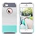 ULAK Case for iPhone SE/5S/5, Slim Fit Protection Case Hybrid Scratch Resistant Hard Back Cover Shock Absorbent TPU Bumper Protective Case(Minimal Mint Stripes+Grey)