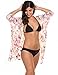 Meaneor Women's Cover Up Kimono Beach Swimwear Bikini Chiffon Boho Floral Cardigan