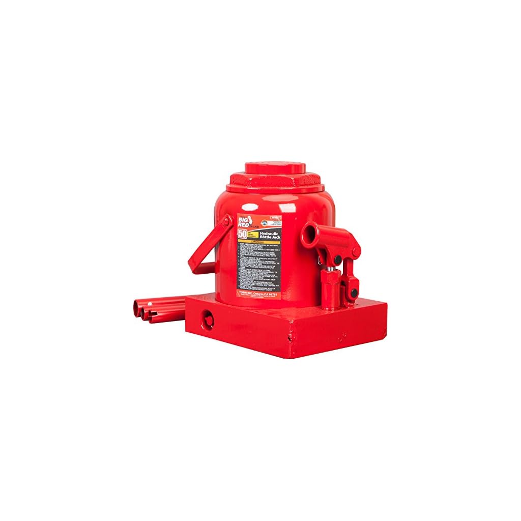 BIG RED T95007 Torin Hydraulic Stubby Low Profile Welded Bottle Jack, 50 Ton (100,000 lb