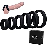 Cock Rings with 6 Different Size, Cob Soft Silicone Penis Ring Cockring Set for Men or Couples
