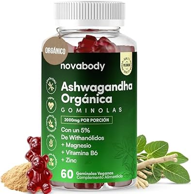 Ashwagandha Gominolas 2000mg Sin Azúcar 100% Natural, Vegana – Alta Potencia, Concentrada, con Citrato de Magnesio, Zinc y Vitamina B6 – Sin Gluten, Sin Lactosa – Sueño Profundo, 60 uds