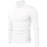 Askdeer Men's Turtleneck Long Sleeve Shirts Thermal Underwear Tops Basic Pullover Sweater Tees
