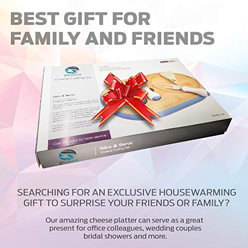 image for ZRabbit Bamboo Cheese Board with Cutlery Set | Modern Fancy Design | S